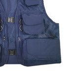 Maxbell Men Fishing Vest Multi Zipper Pockets for Hunting Photography Climbing Blue 3XL