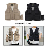 Maxbell Men Fishing Vest Mesh Cloth Lightweight for Climbing Spring Summer Hunting Khaki M