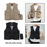 Maxbell Men Fishing Vest Mesh Cloth Lightweight for Climbing Spring Summer Hunting Khaki M