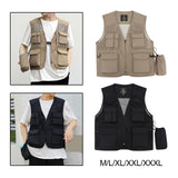 Maxbell Men Fishing Vest Mesh Cloth Lightweight for Climbing Spring Summer Hunting Khaki M