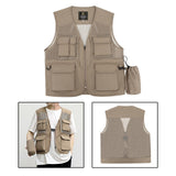 Maxbell Men Fishing Vest Mesh Cloth Lightweight for Climbing Spring Summer Hunting Khaki M