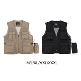Maxbell Men Fishing Vest Mesh Cloth Lightweight for Climbing Spring Summer Hunting Khaki M