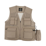 Maxbell Men Fishing Vest Mesh Cloth Lightweight for Climbing Spring Summer Hunting Khaki 3XL