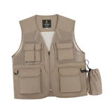 Maxbell Men Fishing Vest Mesh Cloth Lightweight for Climbing Spring Summer Hunting Khaki 3XL