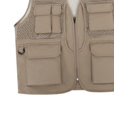 Maxbell Men Fishing Vest Mesh Cloth Lightweight for Climbing Spring Summer Hunting Khaki 3XL