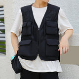 Maxbell Men Fishing Vest Mesh Cloth Lightweight for Climbing Spring Summer Hunting Black XL