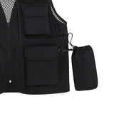 Maxbell Men Fishing Vest Mesh Cloth Lightweight for Climbing Spring Summer Hunting Black XL