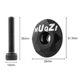 Maxbell Mountain Bike Headset Top Cap 28.6mm Fork Replacement Cover Aluminum Alloy Black with Screw
