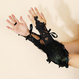 Maxbell Punk Gothic Gloves Women Costume Feather Wrist Cuff for Showgirl Stage Show