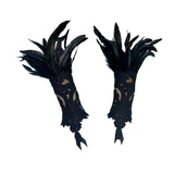 Maxbell Punk Gothic Gloves Women Costume Feather Wrist Cuff for Showgirl Stage Show