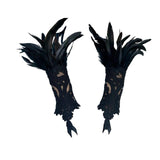 Maxbell Punk Gothic Gloves Women Costume Feather Wrist Cuff for Showgirl Stage Show