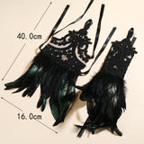 Maxbell Punk Gothic Gloves Women Costume Feather Wrist Cuff for Showgirl Stage Show