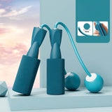 Maxbell Cordless Jumping Rope Gym Exercise Fitness Weighted Jump Rope for Kids Ball dia.3.2cm Blue
