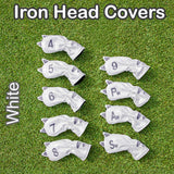 Maxbell Golf Head Covers Mallet Putter Professionals Outdoor Training Equipment 9pcs Iron White