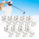 Maxbell Golf Head Covers Mallet Putter Professionals Outdoor Training Equipment 9pcs Iron White