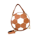 Maxbell Football Shaped Cross Body Bag Purse Wallet PU Shoulder Bag for Work Evening Brown