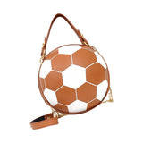 Maxbell Football Shaped Cross Body Bag Purse Wallet PU Shoulder Bag for Work Evening Brown