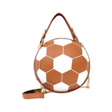 Maxbell Football Shaped Cross Body Bag Purse Wallet PU Shoulder Bag for Work Evening Brown