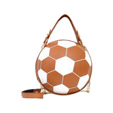 Maxbell Football Shaped Cross Body Bag Purse Wallet PU Shoulder Bag for Work Evening Brown