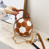 Maxbell Football Shaped Cross Body Bag Purse Wallet PU Shoulder Bag for Work Evening Brown