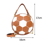 Maxbell Football Shaped Cross Body Bag Purse Wallet PU Shoulder Bag for Work Evening Brown