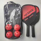 Maxbell Pickleball Paddles Set Rackets Wood with 4 Balls Carry Bag for Adults Women Red