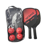 Maxbell Pickleball Paddles Set Rackets Wood with 4 Balls Carry Bag for Adults Women Red