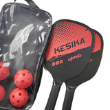 Maxbell Pickleball Paddles Set Rackets Wood with 4 Balls Carry Bag for Adults Women Red