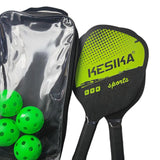 Maxbell Pickleball Paddles Set Rackets Wood with 4 Balls Carry Bag for Adults Women Green
