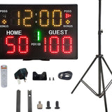 Maxbell Tabletop Digital Scoreboard 30Meters Control Distance for Basketball Boxing with Tripod