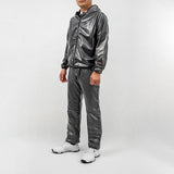 Maxbell Rain suits Waterproof Hooded Women Men Adults for Fishing Travel Outdoor L BLACK