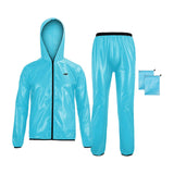 Maxbell Rain suits Waterproof Hooded Women Men Adults for Fishing Travel Outdoor L BLUE