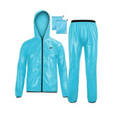 Maxbell Rain suits Waterproof Hooded Women Men Adults for Fishing Travel Outdoor L BLUE