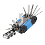 Maxbell 16 in 1 Bike Tire Repair Wrench Tool Multifunctional for Travel Repairing Blue