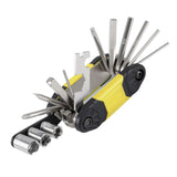 Maxbell 16 in 1 Bike Tire Repair Wrench Tool Multifunctional for Travel Repairing Yellow
