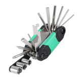 Maxbell 16 in 1 Bike Tire Repair Wrench Tool Multifunctional for Travel Repairing Green
