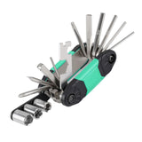 Maxbell 16 in 1 Bike Tire Repair Wrench Tool Multifunctional for Travel Repairing Green
