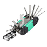 Maxbell 16 in 1 Bike Tire Repair Wrench Tool Multifunctional for Travel Repairing Green