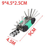 Maxbell 16 in 1 Bike Tire Repair Wrench Tool Multifunctional for Travel Repairing Green