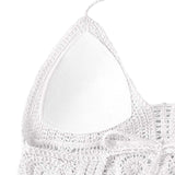 Maxbell Bohemia Crop Top Corset Vest Hollow Out Tank Camis Bralette for Women Rave 37cmx26cm White