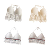 Maxbell Bohemia Crop Top Corset Vest Hollow Out Tank Camis Bralette for Women Rave 37cmx26cm White