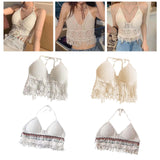 Maxbell Bohemia Crop Top Corset Vest Hollow Out Tank Camis Bralette for Women Rave 37cmx26cm White