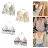 Maxbell Bohemia Crop Top Corset Vest Hollow Out Tank Camis Bralette for Women Rave 37cmx26cm White