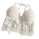 Maxbell Bohemia Crop Top Corset Vest Hollow Out Tank Camis Bralette for Women Rave 37cmx26cm White