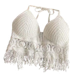 Maxbell Bohemia Crop Top Corset Vest Hollow Out Tank Camis Bralette for Women Rave 37cmx26cm White