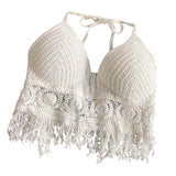 Maxbell Bohemia Crop Top Corset Vest Hollow Out Tank Camis Bralette for Women Rave 37cmx26cm White