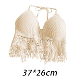 Maxbell Bohemia Crop Top Corset Vest Hollow Out Tank Camis Bralette for Women Rave 37cmx26cm Beige