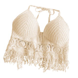 Maxbell Bohemia Crop Top Corset Vest Hollow Out Tank Camis Bralette for Women Rave 37cmx26cm Beige