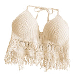 Maxbell Bohemia Crop Top Corset Vest Hollow Out Tank Camis Bralette for Women Rave 37cmx26cm Beige