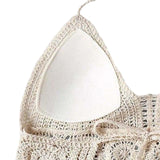 Maxbell Bohemia Crop Top Corset Vest Hollow Out Tank Camis Bralette for Women Rave 37cmx26cm Beige with Beads